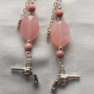 No. 12 Handmade earrings with Tibetan silver 3D revolvers charms